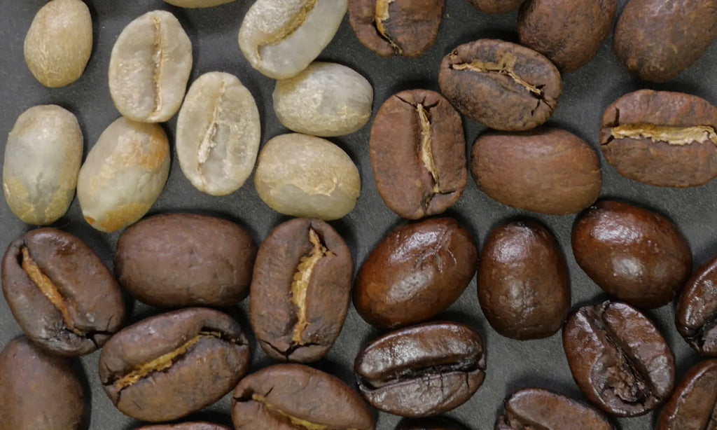 Different roast coffee beans each in a different shade