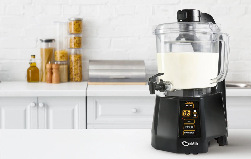The Nutramilk sitting on a modern kitchen counter.