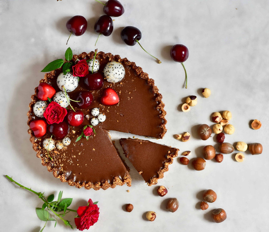 Vegan Chocolate Cherry ‘Black Forest’ Tart by Alphafoodie