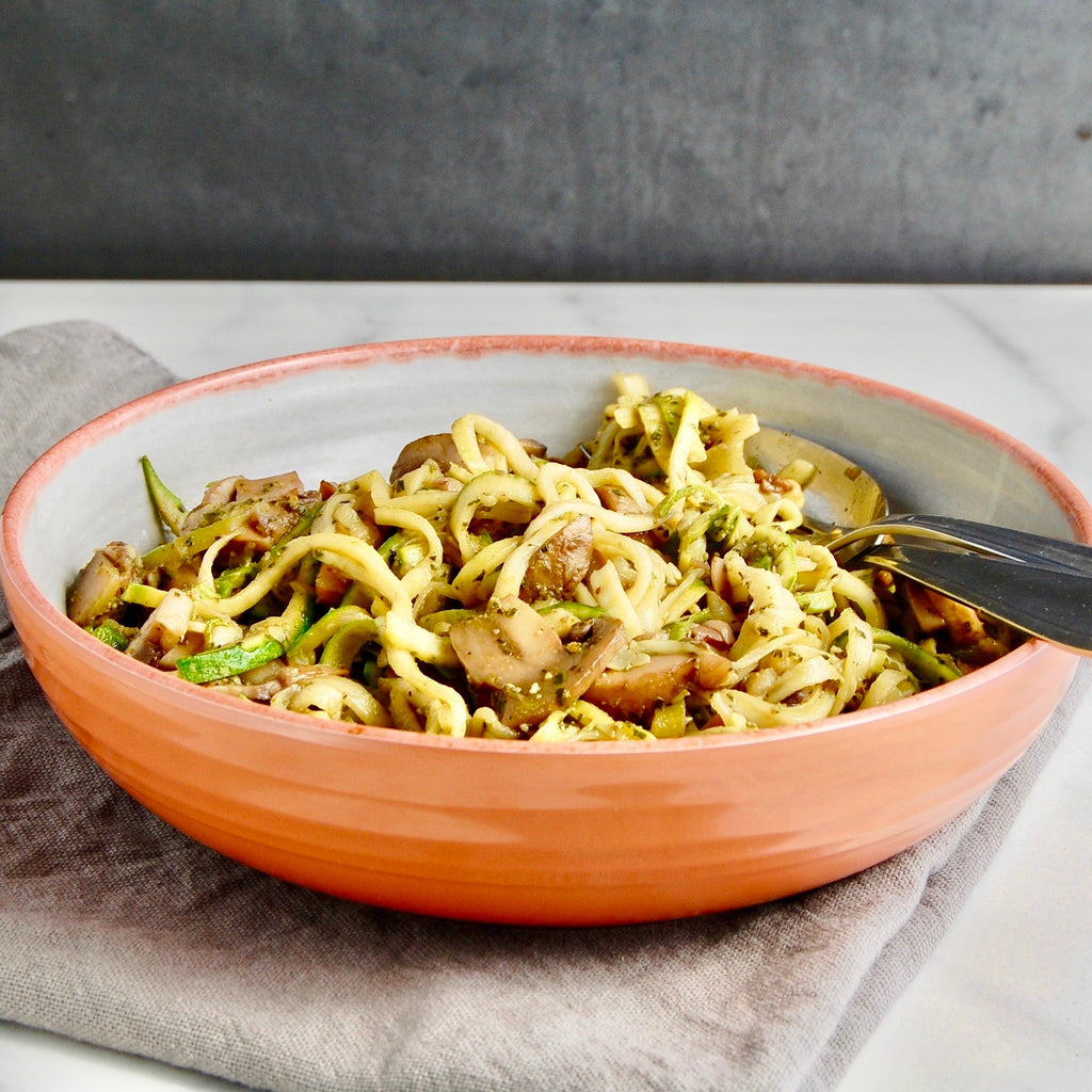 Pumpkin Seed Pesto Zoodles with Mushrooms