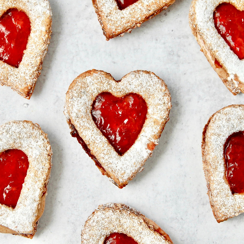 Gluten-Free Cookie Hearts with Nut Butter and Jelly