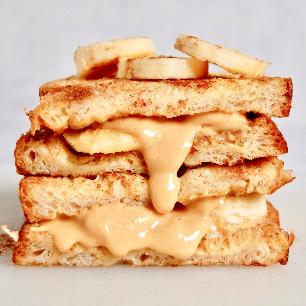 Creamy Peanut Butter & Banana Stuffed French Toast