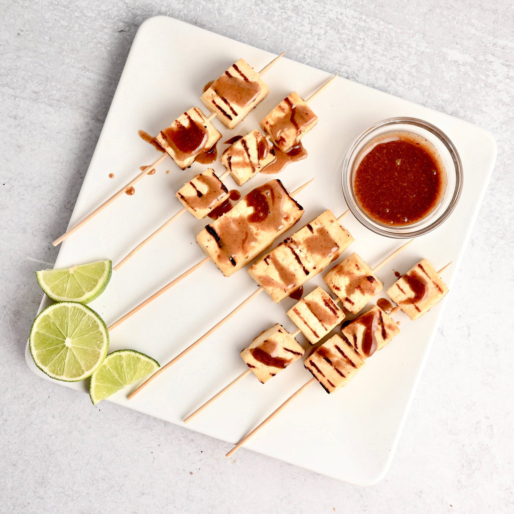 Tofu Skewers with Cardamom Cashew Butter Marinade