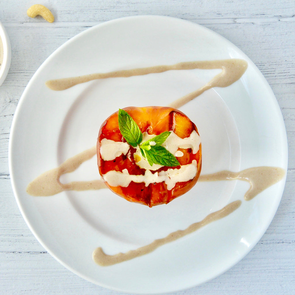Grilled Peaches with Cashew Cream Sauce