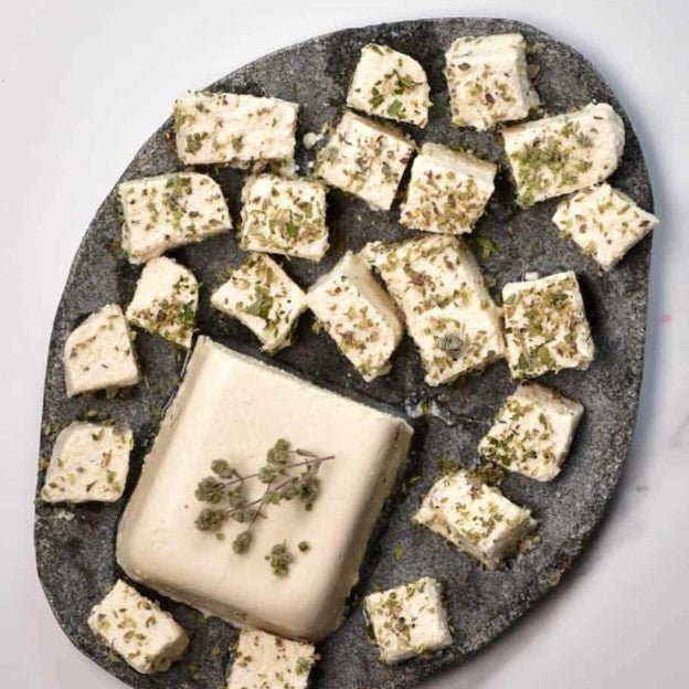 Simple Herby Vegan Feta Cheese by Alphafoodie