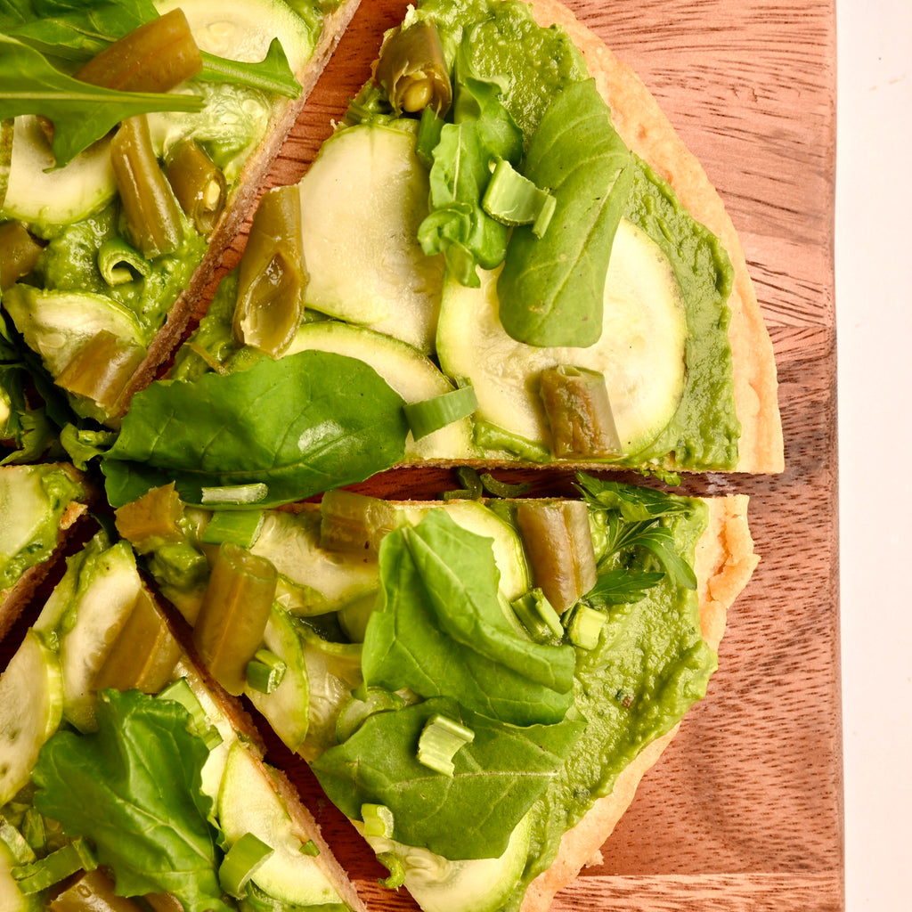 A slice of green goddess pizza