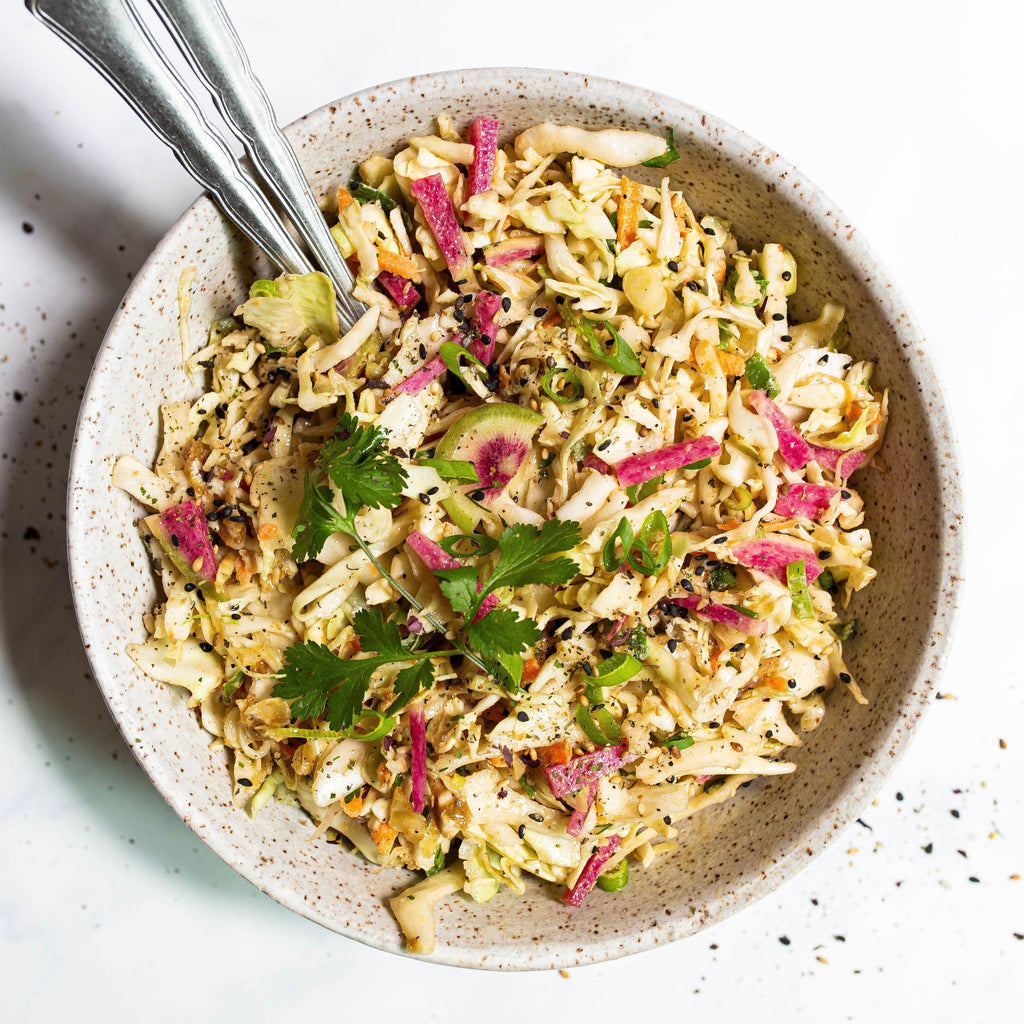 Savory Asian Slaw with Sunflower Seed Butter Dressing
