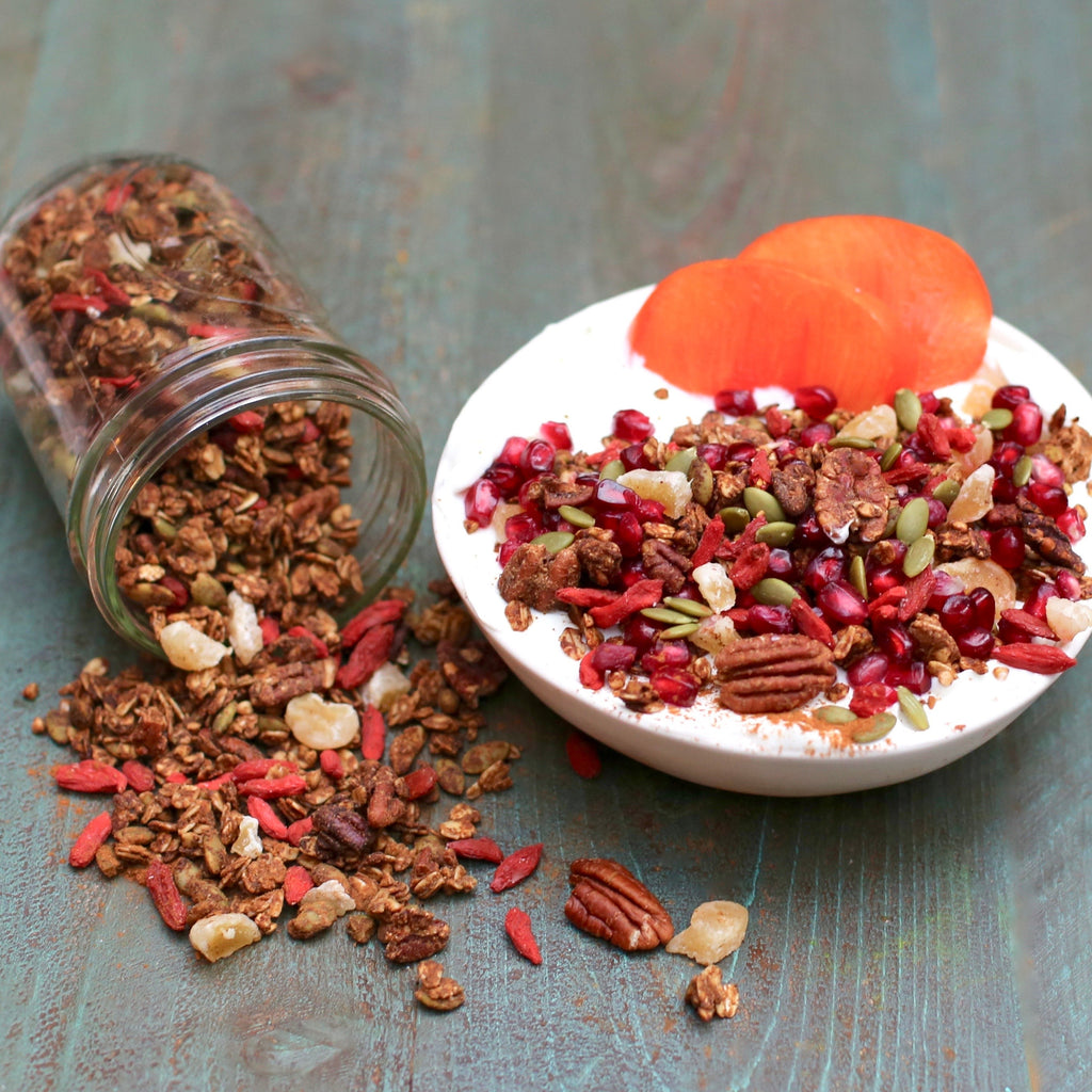 Buckwheat Gingerbread Granola with Goji Berries & Crystalized Ginger