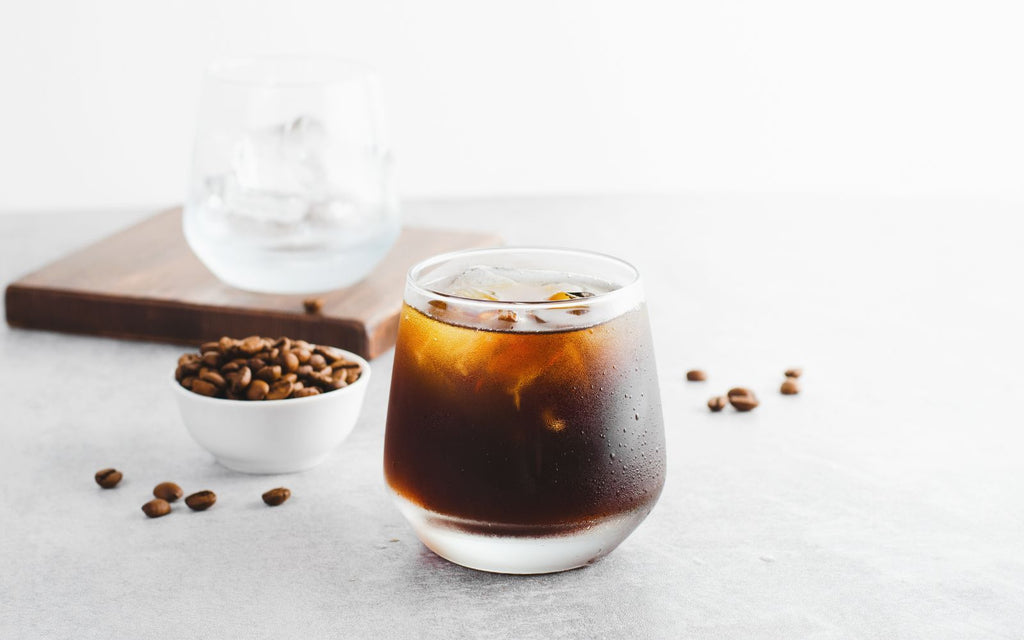 A glass of iced coffee.