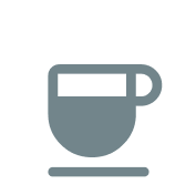 Grey coffee cup icon.