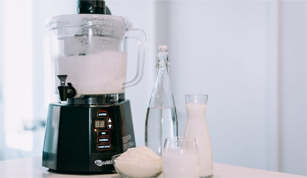 The Nutramilk processor with some freshly made coconut milk.