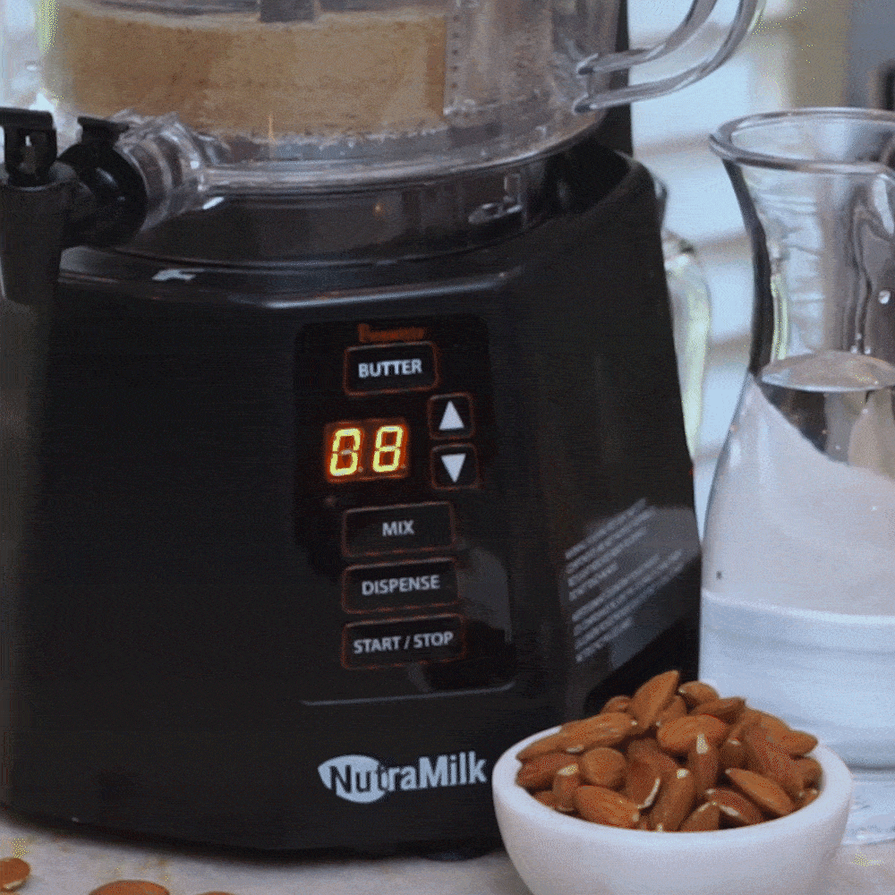The Nutramilk in action making a nut butter.