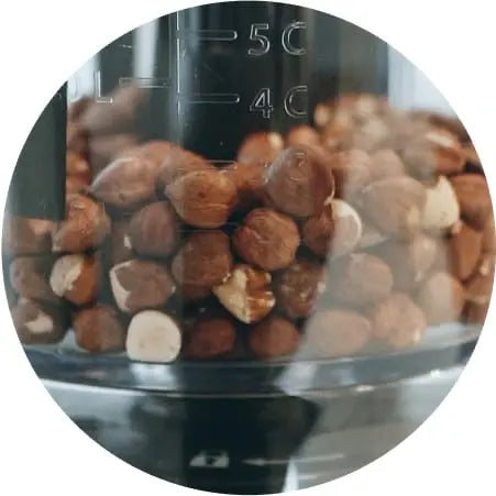 Hazelnuts inside the Nutramilk bowl.